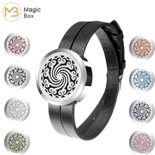 Браслет для ароматерапии, кожаный диффузор эфирного масла, нержавеющая сталь, черный ретро Шарм, ароматические браслеты для женщин, медальон