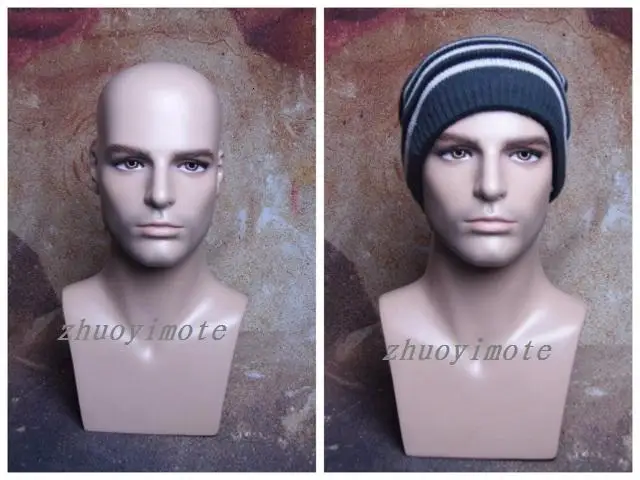 Realistic Fiberglass Male Mannequin Head with Beard for Hat Wig Glasses Display 