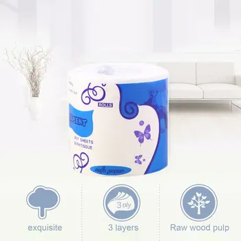 

6 Rolls Standard 3-ply Toilet Paper Bulk Rolls Bath Tissue Household Bathroom Soft Paper Towel
