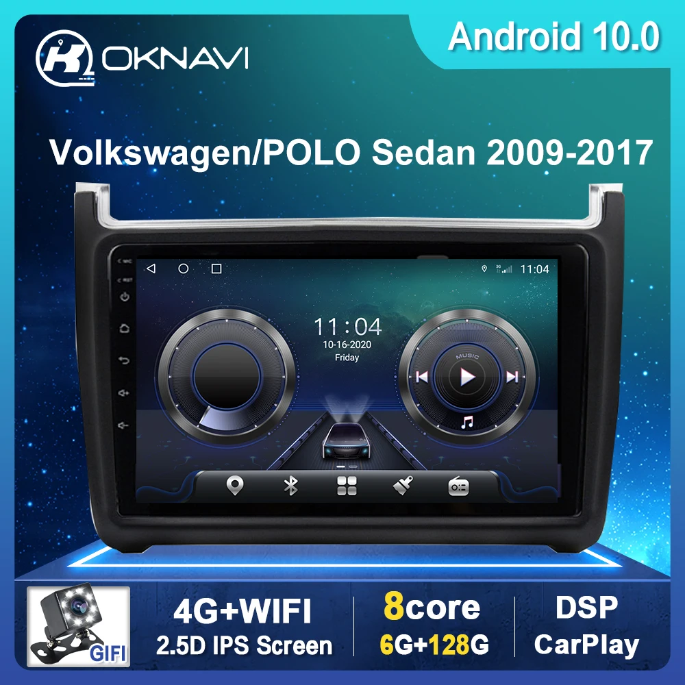 

For Volkswagen POLO 2008-2020 Car Radio Multimedia Android 10.0 GPS Navigation 4G WIFI Bluetooth DSP Carpaly 2 Din No DVD Player