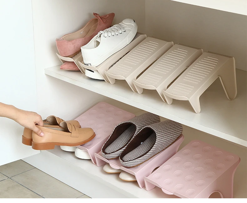 8 шт. стеллаж хранение обуви двойной кронштейн для обуви шкаф для спальни артефакт обувной шкаф отделка положить обувь Тапочки стойки WF821425