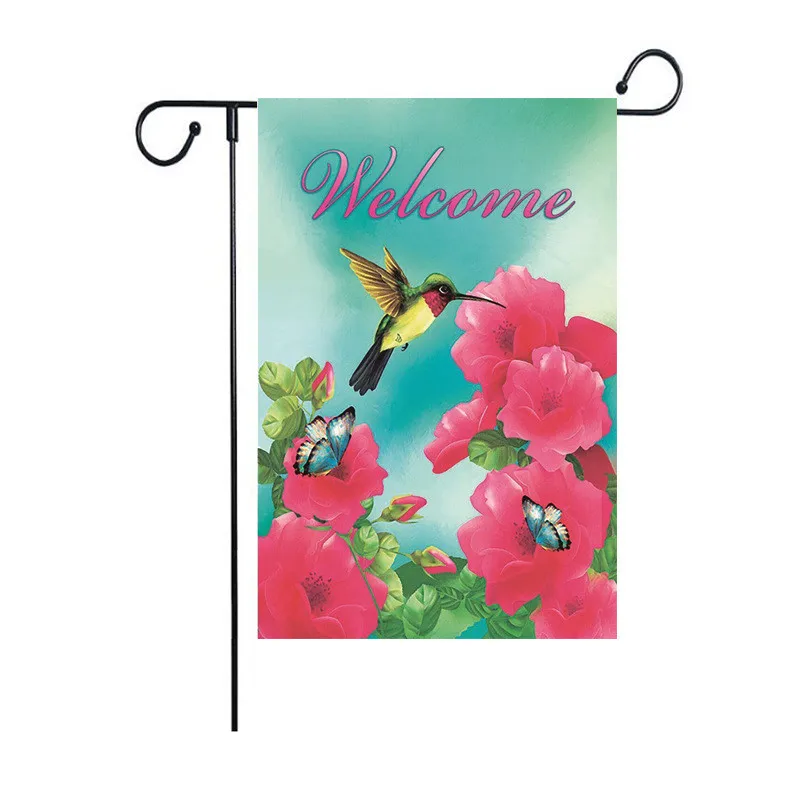 Pattern 7 1PC Welcome Garden Yard Flag Banner Flower Butterfly 12x18" Decorative Flags Home Decoration GPD8904 - Цвет: Pattern 7
