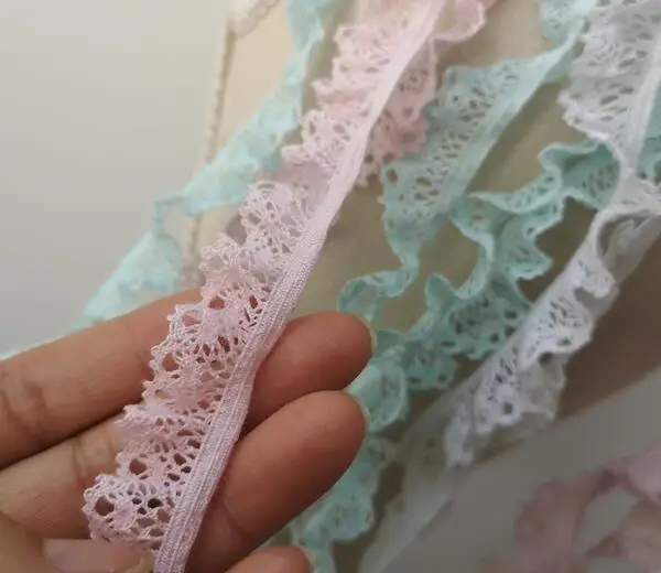 1M Pleated Guipure Sky Blue Lace Ribbon Trim 1.8cm White Pink Lace Fabric Dress Decoration Craft Supplies DIY Sewing Accessories