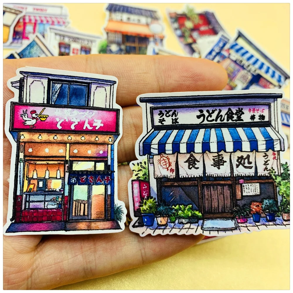 

21Pcs/Bag Japanese Building Food House Store Sticker DIY Craft Scrapbooking Album Junk Journal Planner Decorative Stickers