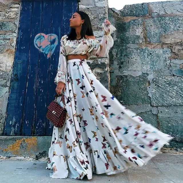 Long Skirt Top Two Piece Set | Matching Maxi Skirt Top Set | Crop Top Maxi Skirt  Sets - Dress Sets - Aliexpress