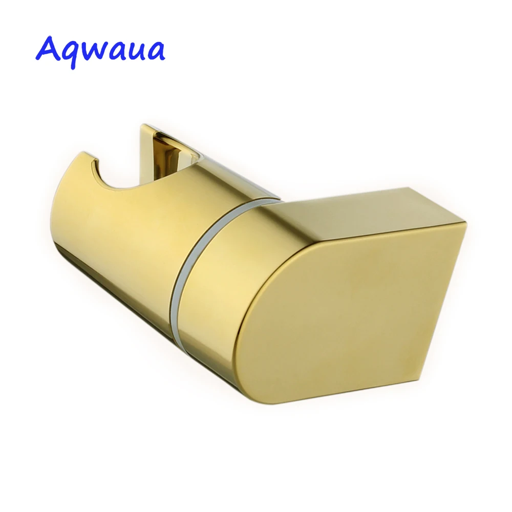 Aqwaua Shower Head Holder Polished Gold Bracket Stand Rotatable For Bathroom Use Standard Size Bathroom Accessories ABS Plastic