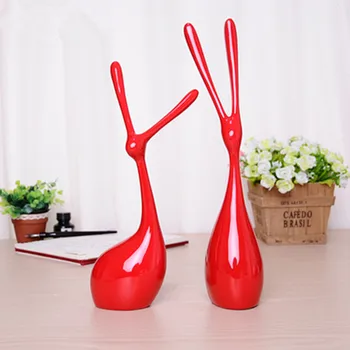

Nordic Abstraction Rabbit Resin Statue Creative Animal Figurines Living Room TV Cabinet Art Decorations X2844
