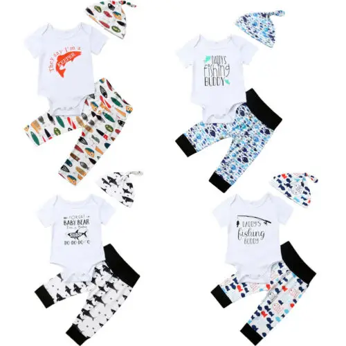 Pudcoco/3 предмета Одежда для новорожденных мальчиков и девочек Летний комбинезон с