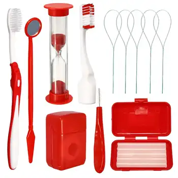 

8Pcs/Set Dental Oral Cleaning Care Whitening Tool Interdental Brush Floss Thread Suit Wax-Mirror Floss-Thread Orthodontic Kits
