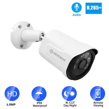 

Defeway 3.0MP Outdoor Weatherproof HD High Resolution Surveillance CCTV POE IP Camera Night Vision Security Camera With Audio