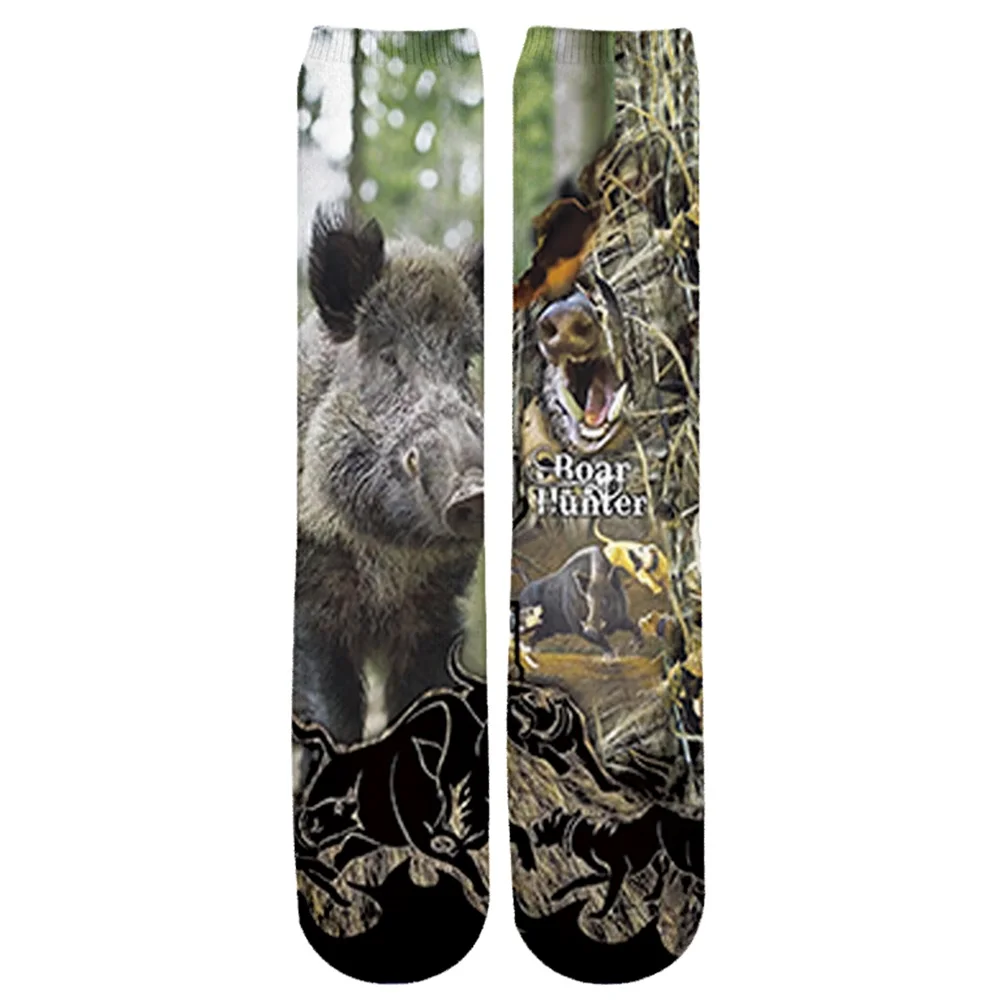 PLstar Cosmos Brand socks 2021 New Fashion Mens Socks Bear / Boar Hunting Camo 3D Printed Unisex Casual Knee-High Sock