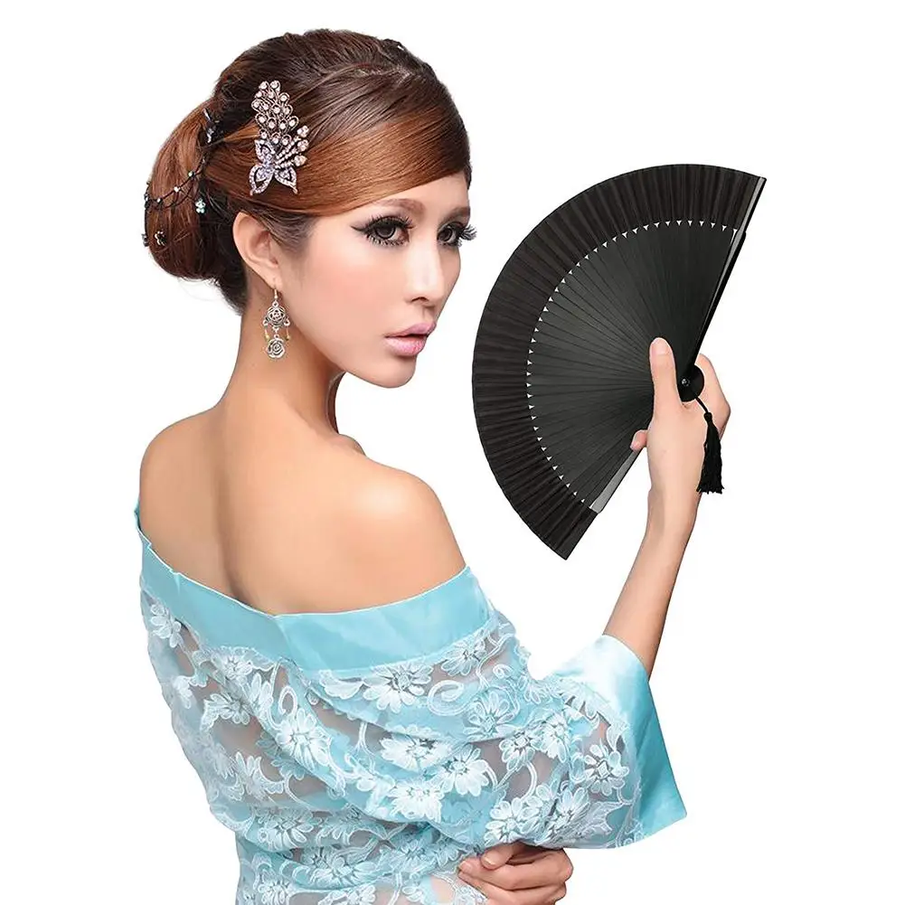 TEUOPIOE Ventagli Pieghevoli Vintage, Ventagli a Mano in Tessuto di Seta per Donne con Cornici in bambù per Ballare Cosplay Puntelli per Feste di Nozze Decorazione(Rosa
