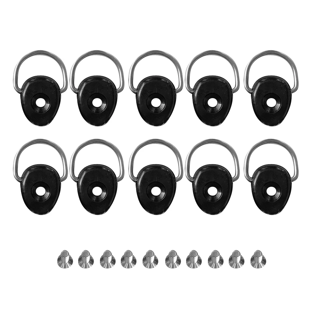 10 Pieces 3.5'' Kayak D Ring Tie Down Loop Screw Deck Fitting Hardware