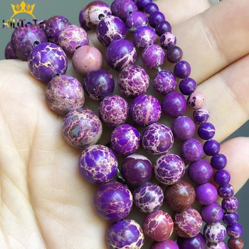 

Natural Stone Purple Sea Sediment Jaspers Round Loose Beads For DIY Jewelry Making Bracelet Accessories 15'' 4 6 8 10 12mm