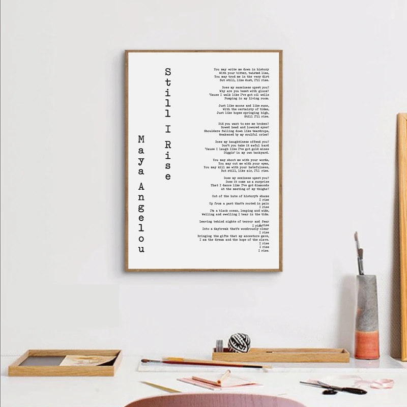 Maya Angelou Quotes Canvas Art Prints Feminist Poster Poetry Still I Rise Painting Black White Wall Pictures Modern Livin | Дом и сад