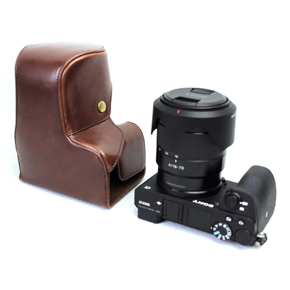 Сумка для камеры PU кожаный чехол для камеры sony A6500 с 16-70 мм или 18-55 мм объектив с плечевым ремнем