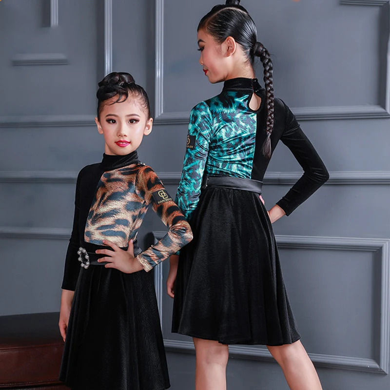 Новинка женское платье для танцев с леопардовым принтом Одежда черная юбка