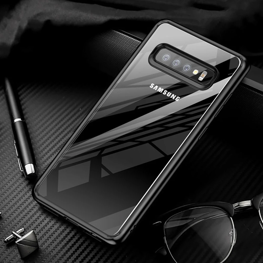 TOTU полный защитный чехол для S10 Plus чехол для samsung S10 Plus чехол для телефона закаленное стекло крышка для samsung Galaxy S10 Plus - Цвет: Черный