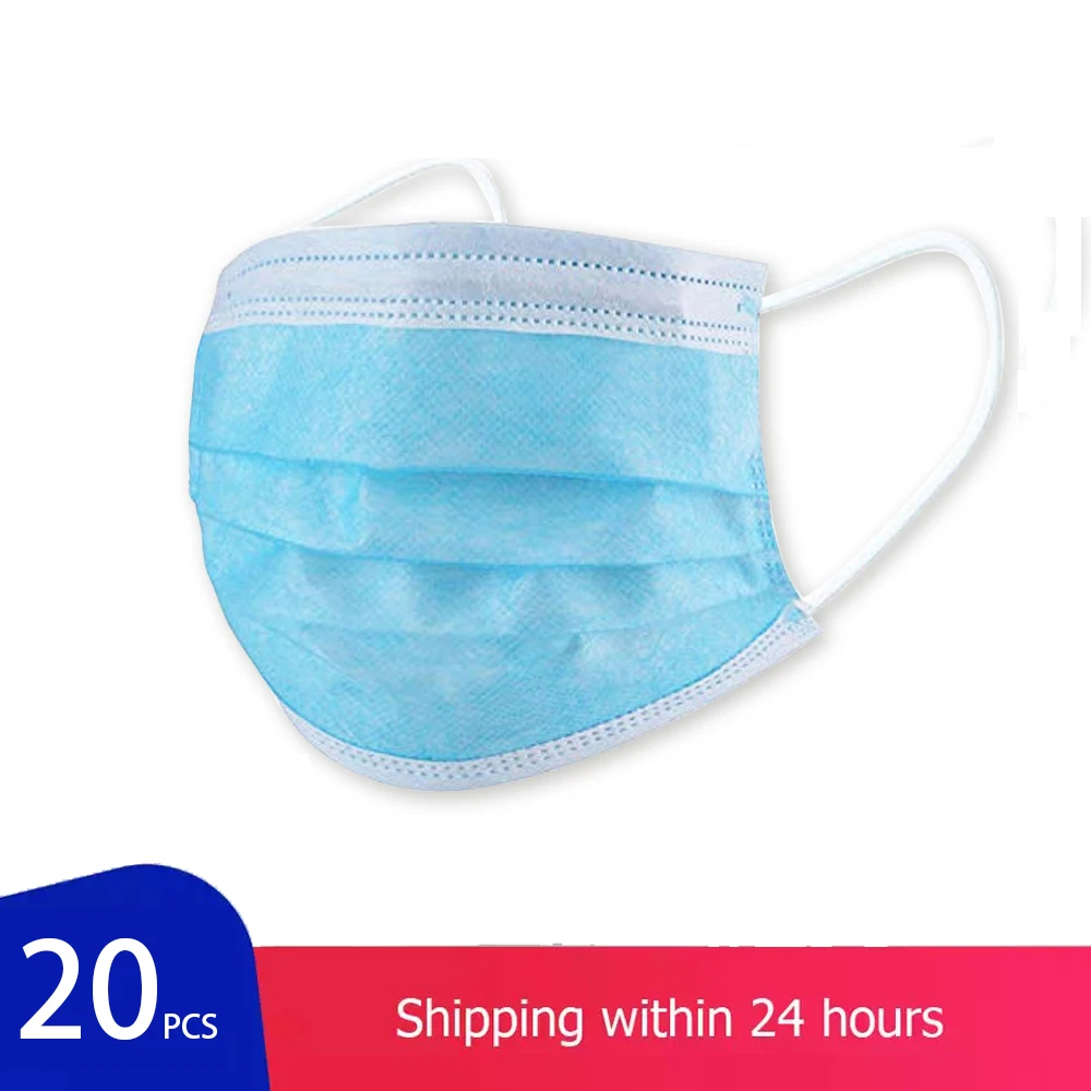 

20 pcs/Bag Thick 3-Layer Dustproof Mask Disposable Mask PM2.5 Masks Facial Safety Masks