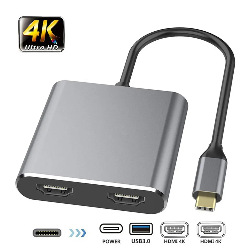 HDMI type C адаптер 4K C на двойной HDMI USB 3,0 кабель зарядный порт конвертер для MacBook для samsung Dex Galaxy S10/S9