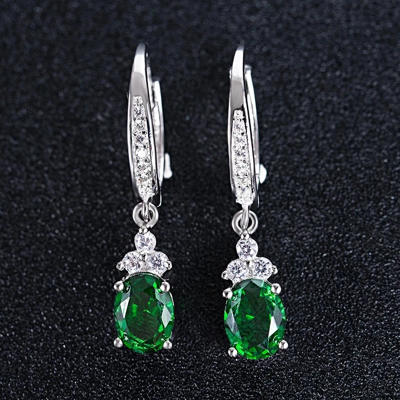 Women's Drop Earrings Green Zirconia dangle earrings drop earrings pendant earrings long earrings dome teardrop earrings