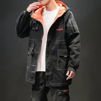 

Letter Soild Casual Streetwear Windbreaker OversizeM-5XL New Brand Zipper Coat Men Fashion Loose Harajuku Soft Men Pocket Jacket
