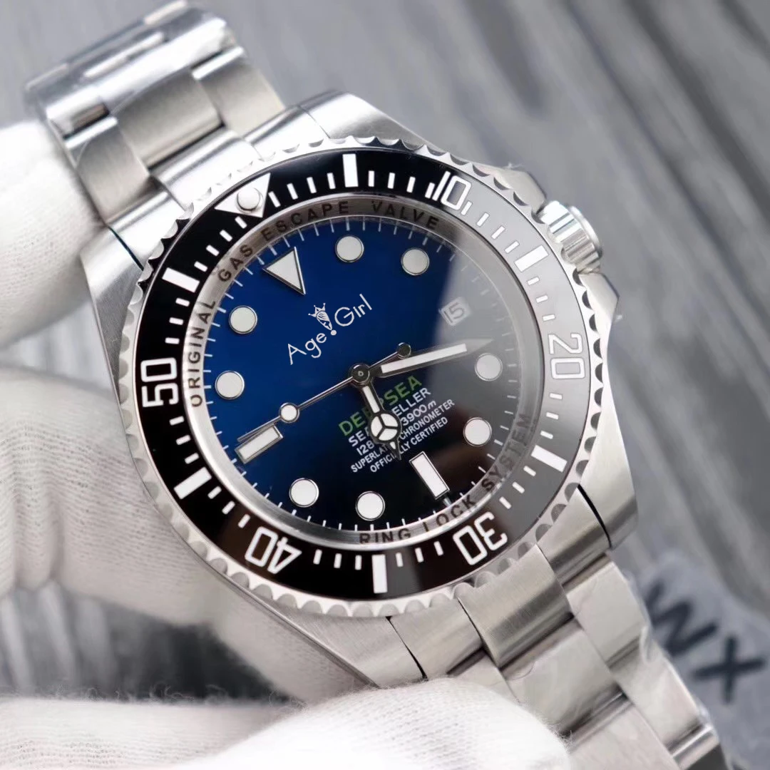 Роскошные брендовые новые мужские часы из нержавеющей стали автоматические механические черные синие сапфировые керамические Безель тяжелый Спорт 44 мм AAA