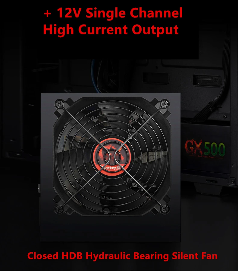 PSU для Huntkey ATX INTEL AMD Dorsal line широкая тишина 1080GPU 500 Вт блок питания GX500