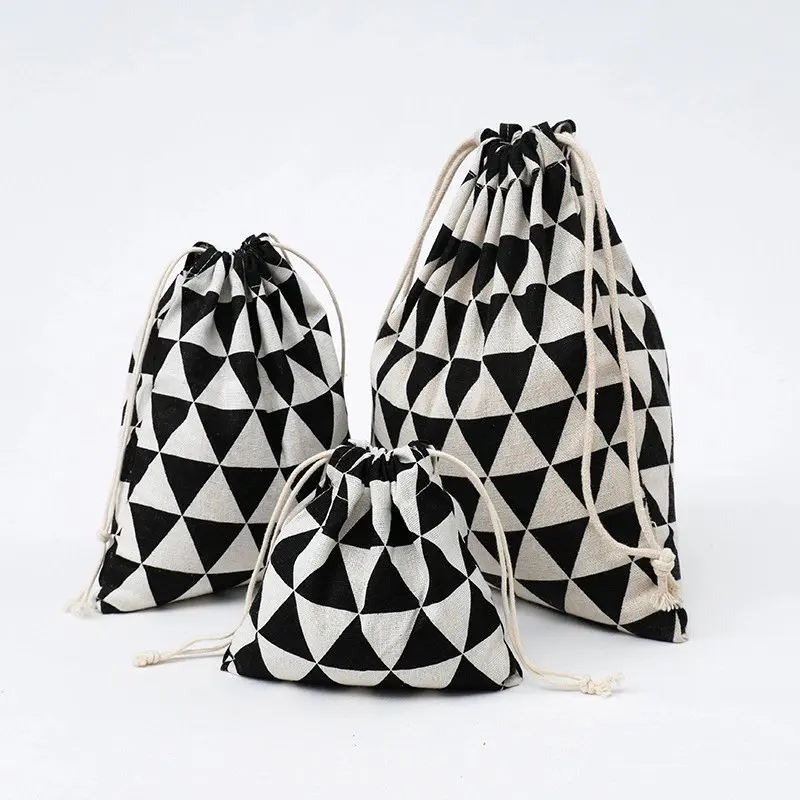 Пасторальный стиль креативный Печатный хлопковый льняной мешок для покупок с шнурком для путешествий Органайзер для хранения обуви Эко сумка для продуктов