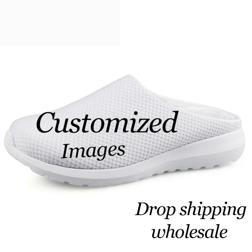 

NOISYDESIGNS Women Sandals Female Summer Air Mesh Slip-on Slippers Breathable Custom Images or Logo