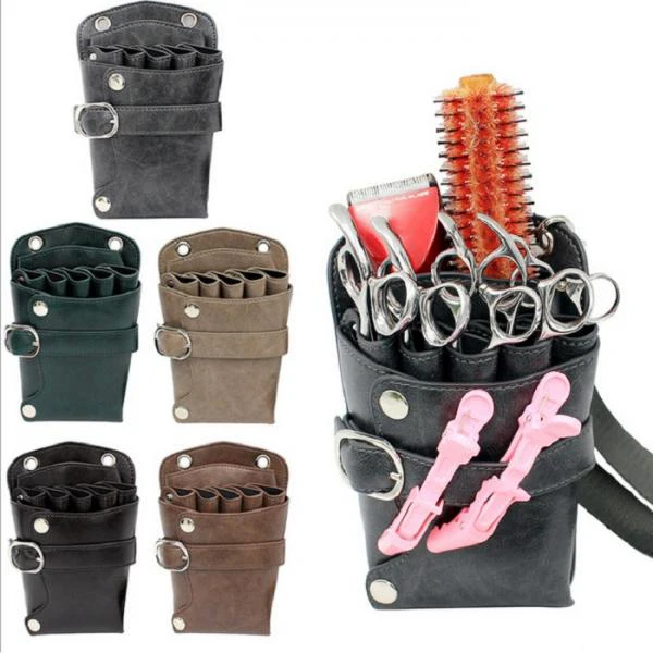 PU Hair Scissor Holster Hairdressing Bag Pouch Holder for Haircut Scissors Clips Comb Organizer with Waist Shoulder Belt