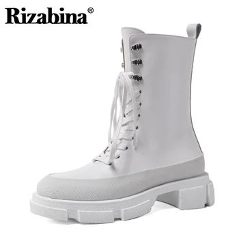 

Rizabina Women Half Short Boots Real Leather Women Winter Autumn Shoes Fashion Winter Shoes Women Footwear Size 34-40