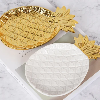 

2pcs Nordic Style Ceramics Pineapple-shaped Storage Plate Jewelry Trays for Storage Pastry Fruit