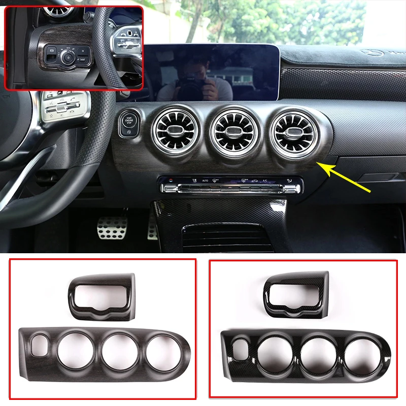 

Carbon Fiber Style ABS Chrome For Mercedes benz A Class W177 2019 Central Control Air Conditioning Decorative Panel Accessories