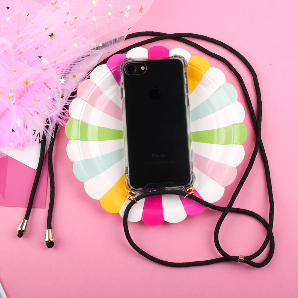 

Transparent Soft TPU Cell Phone Case With Lanyard Necklace Shoulder Neck Strap Rope Cord For iPhone 6 6S 7 8 Plus X Xs Xr Xs Max