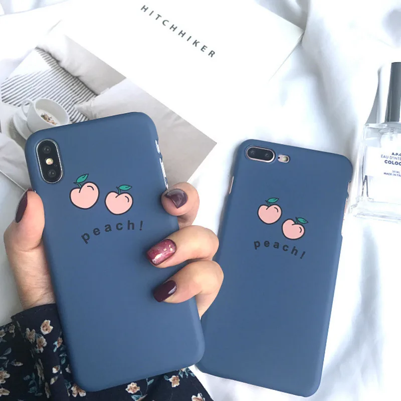 

Fresh small peach phone case for iPhone11 X XS XR XSMax 8 7 6 6S PluS half bag frosted hard shell drop protection cover