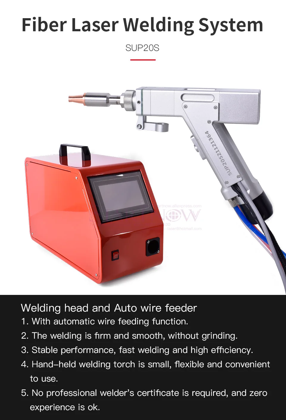 Equipo de soldadura láser Startnow con alimentador automático de cable, controlador y cabezal de soldador láser QBH