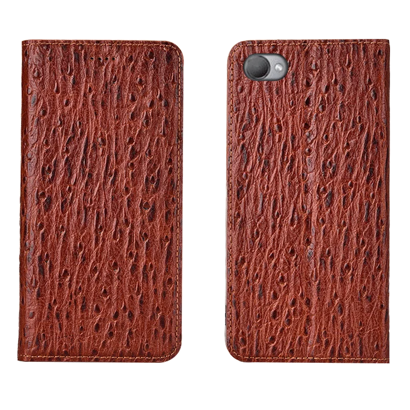 

Ostrich Pattern Genuine Leather Ultra Thin Card Slot Case For HTC Desire 12 Plus/HTC Desire 10 Pro/HTC Desire 19 Plus Flip Case