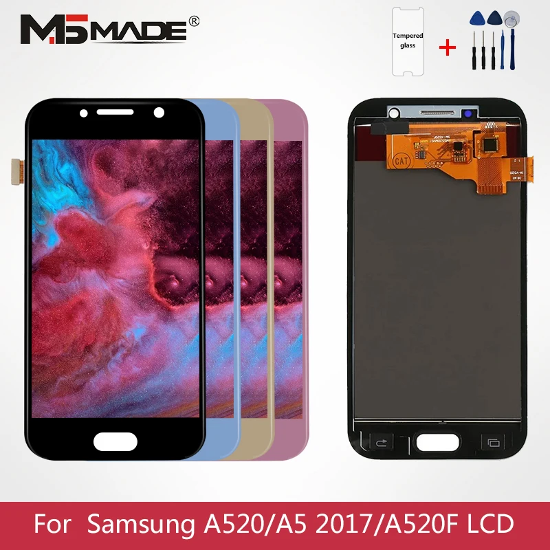 

A520 Display For Samsung Galaxy A5 2017 LCD A520 LCD Touch Screen Digitizer For A520F SM-A520F Display Adjust brightness