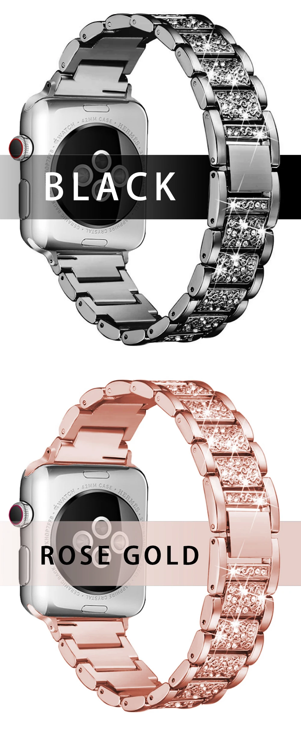 Для Apple Watch ремешок 40 мм 44 мм 38 мм 42 мм Женский бриллиантовый ремешок для Apple Watch серии 4 3 2 1 iWatch браслет из нержавеющей стали ремешок