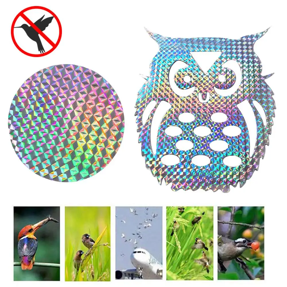 New Bird Reflective Stickers Round & Owl Shape For Garden Courtyard Window Car Bird Film To Scare Pigeons Woodpecker