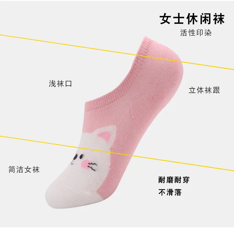 WOMEN'S Low-cut Liners Socks Pure Cotton Socks Children Low Top Hidden Socks Ultra-Short Socks Summer Anti-slip Silica Gel Girl'