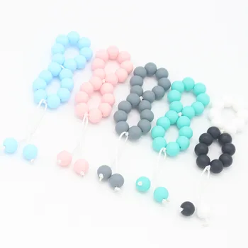

Colorful Silicone Beads Pacifier Clips Funny Teether Chain For Infant Feeding Bracelet Toddle Chew Toy Clip BPA Free Lightweight