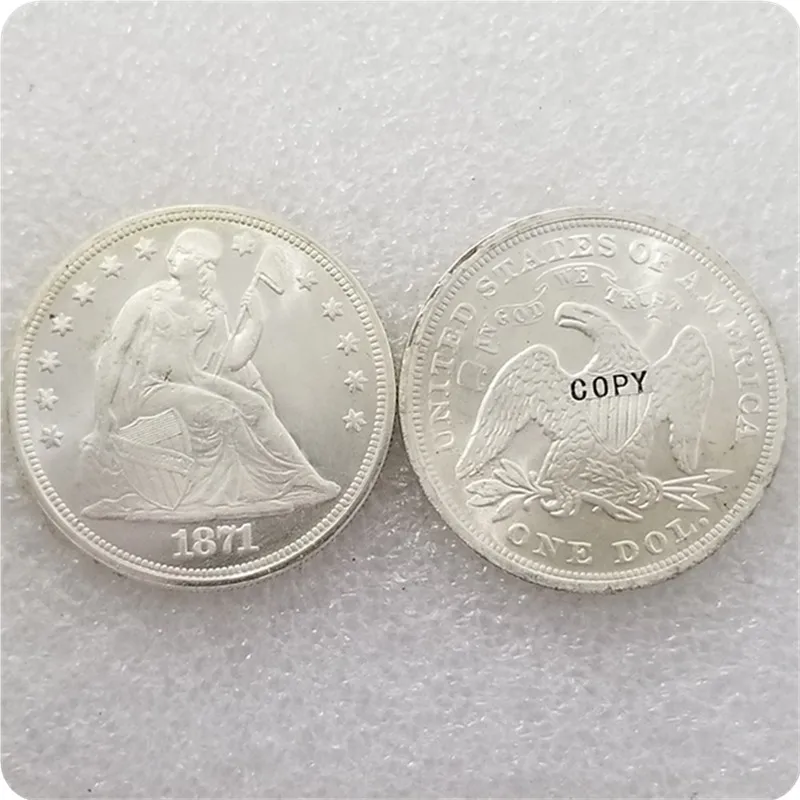 UNC серебро США 1870-187" сидящий Liberty" 1 копия доллара монеты медаль-Реплика коллекционные монеты
