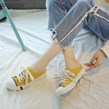 

Vulcanize Shoes Women Summer Breathable Simple Leisure Half Slipper Canvas Footwear Womens Trendy Student All-match Flat Sneaker