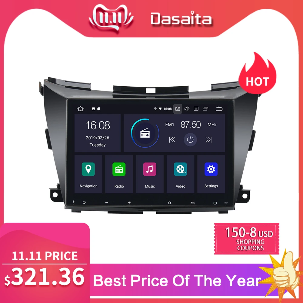 Best Dasaita 10.2" IPS Android 9.0 Car Multimedia Player Touch Screen for Nissan Murano Z52 2015 2016 2017 Autoradio Accessorie 0