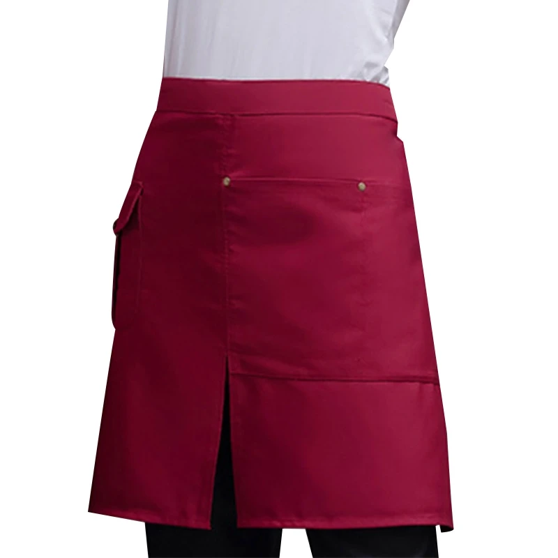 Short Waist Apron Adjustable Wasit Strap with Pockets Design Cooking