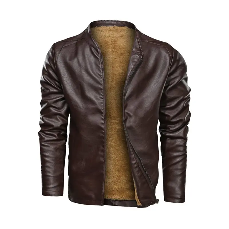 Зимняя мужская куртка теплая утолщенная верхняя одежда из искусственной кожи, куртки, пальто, мотоциклетный стиль, верхняя одежда в стиле панк на молнии, повседневная одежда
