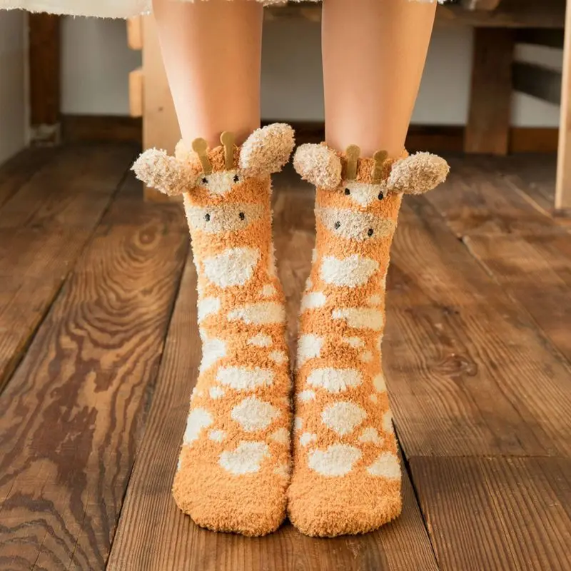 Animal Slipper Socks Fuzzy Christmas Socks Winter Warm Fluffy Fleece Floor Socks