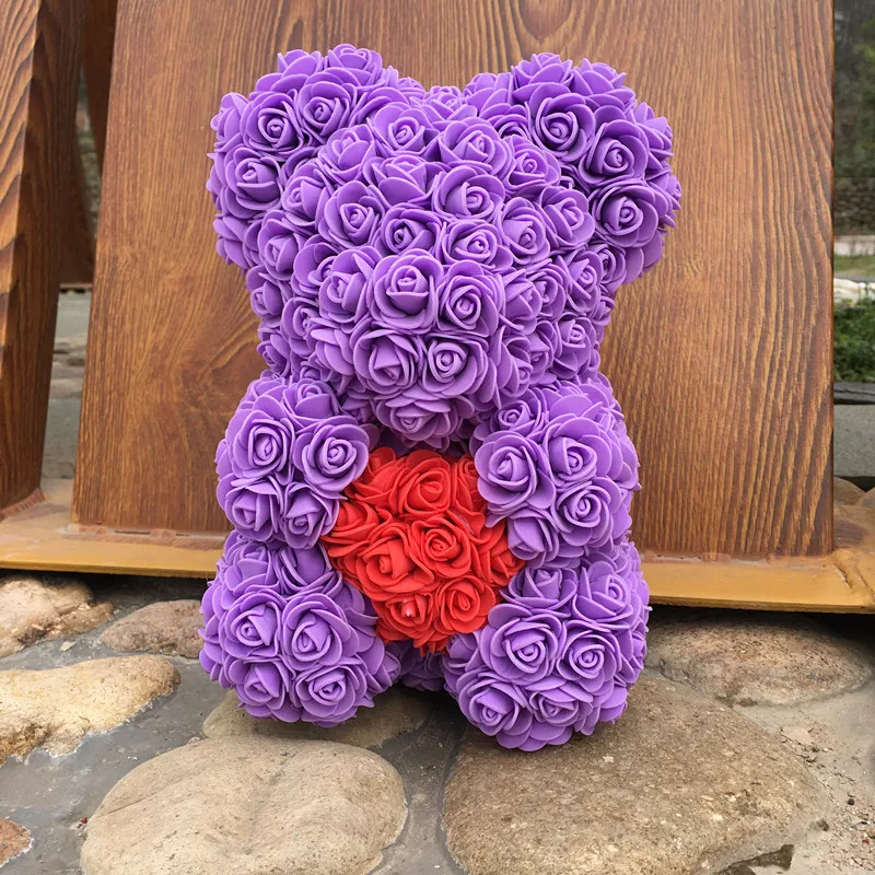 purple Вечная роза медведь пузырь мыло цветок подарок на день рождения - Цвет: purple